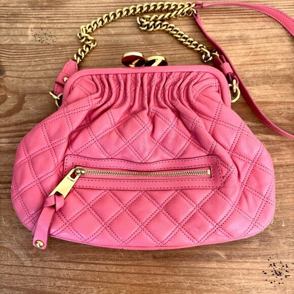 Marc Jacobs Little Stam Quilted Leather Chain Bag Purse Bubble Pink - Picture 1 of 15